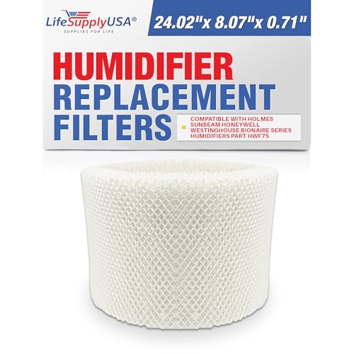 LifeSupplyUSA Humidifier Filter Replacement Wick Filter D Compatible with Holmes Sunbeam Honeywell Westinghouse Bionaire Series Humidifiers Part HWF75 (3-Pack)