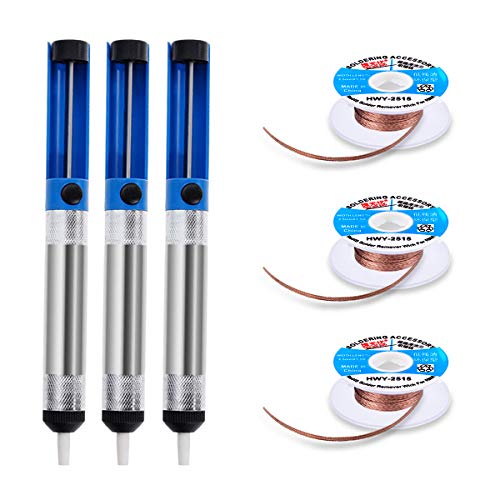 6pcs Desoldering Pump Solder Wick, Solder Remover Tool Kit, 3pc Solder Sucker Pump