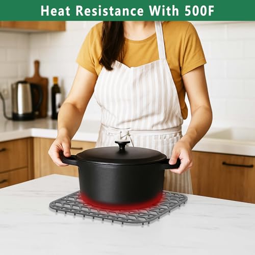 Image of GUUKIN Sink Protectors for Kitchen sink, 12.25 inchx 11.5 inch Folding Non-slip Silicone Sink Mat Grid for Bottom of Farmhouse Stainless Steel Porcelain with Central Hole Pack of 2