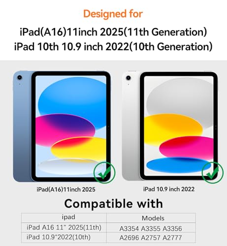 DUEDUE for iPad (A16) 11th Generation 11-inch 2025 Case Magnetic/10th Generation 10.9 inch Cases 2022, Transparent Anti-Yellowing Cover Protection Case for iPad A16 Case, Black by DUEDUE - Used condition - Image 3