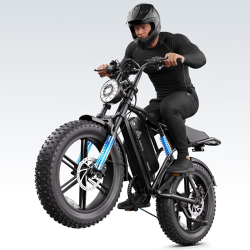 Image of TST Electric Bike for Adult, Up to 28 MPH and 60 /100 Miles Long Range E Bike, 20 inch Fat Tire E-Bike, 1500W Peak Motor, 48V 15Ah /25Ah Removable Battery, Dual Suspension (25Ah-Black)