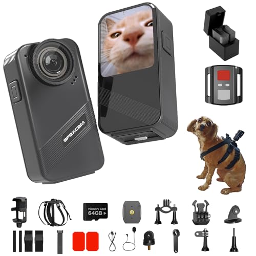 Image of Dog Collar Camera with 64GB SD Card, 4K Cat Collar Cameras with Touch Screen, Dog Collar with Camera for Video Records, Pet Cameras Collar for Remote Monitoring Indoor Outdoor Dog Birthday Gift