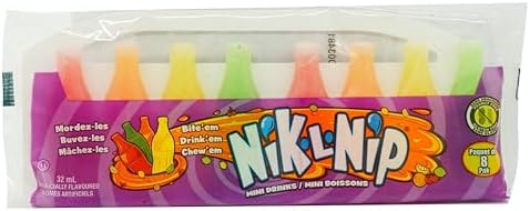 Nik-L-Nip Mini Drinks Candy โ 8 Wax Bottles (384ml) โ Assorted Fruit-Flavored Syrup โ Nostalgic Retro Treat โ Fun for Kids & Adults