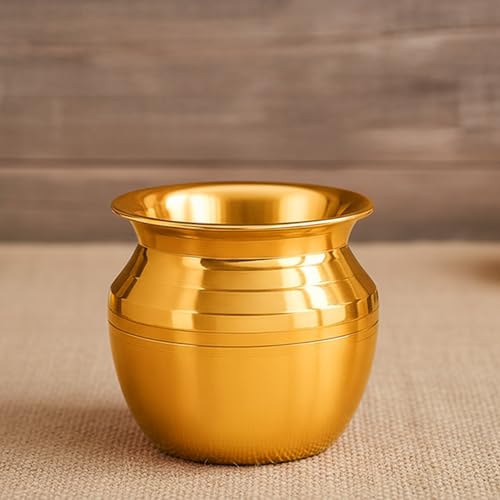 Image of PrettyKrafts 100% Pure Brass Lota /Kalash for Puja (600 ml) | Brass Lota for Pooja | Pital ka Lota for Puja | Kalasam Chembu | Peetal Lota for Puja | Kalash for Karwachauth