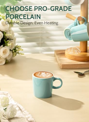 Image of Sweese 3.5oz Porcelain Espresso Cups Set of 4, Mini Coffee Mugs Demitasse Cups - Turquoise