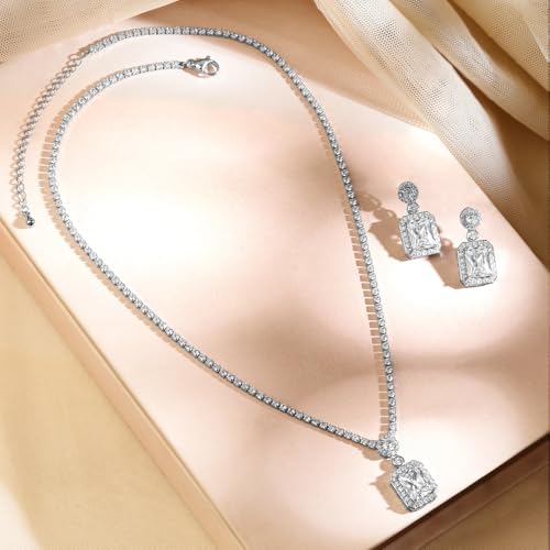 Image of Rubans Necklace Set American Diamond Zirconia Jewellery Gift for Women & Girls
