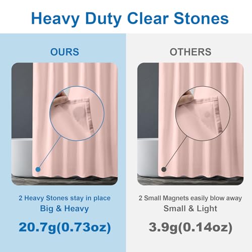 Image of Amazer Blush Pink Shower Liner Cloth Waterproof, Soft Blush Pink Shower Curtain Liner Fabric with Weighted Stones, Washable Shower Curtain and Liner 2-in-1, 12 Grommet Holes, 72 x 72 Inches