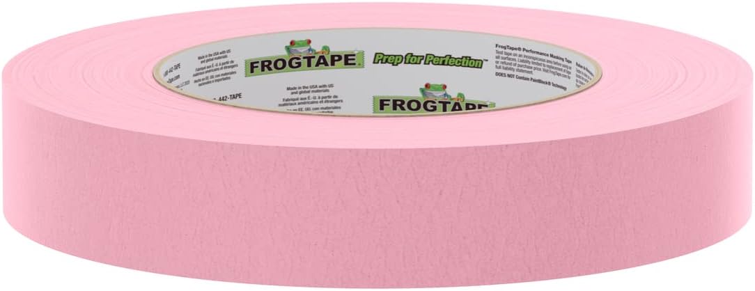 FrogTape 325 Pink High Temperature Performance Grade Masking Tape, Medium-High Adhesion, 24mm x 55m, 6 Rolls per Pack