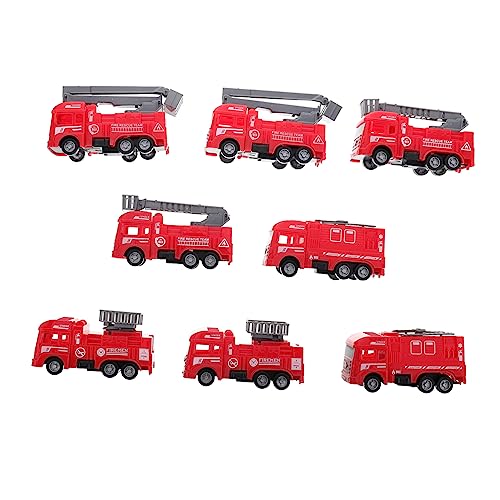 ifundom 8 Piezas vehículo de ingeniería Mini vehículos de construcción de Juguete Modelo de camión de Bomberos de Juguete Toys Fire RV Mini camión de Bomberos para Rojo