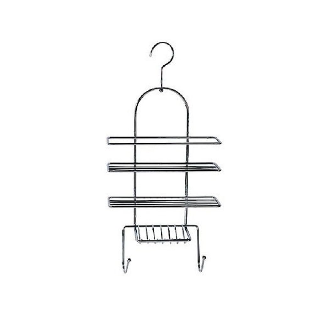Homion Silver 3 Tier Shower Caddy Chrome Wire Shelf Organizer Hanging Storage Basket Tidy Shower Rack Storage Caddy With Baskets & Two Hanging Hooks Lightweight & Compact