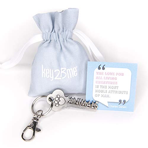 key2Bme Animal Lover Key - paw Print Keychain & Inspirational Quote - The Cute Cool Fun Unique Small Gift idea Under $10 for Giving Veterinarian Vet Animal Rescue cat Dog pet Owners