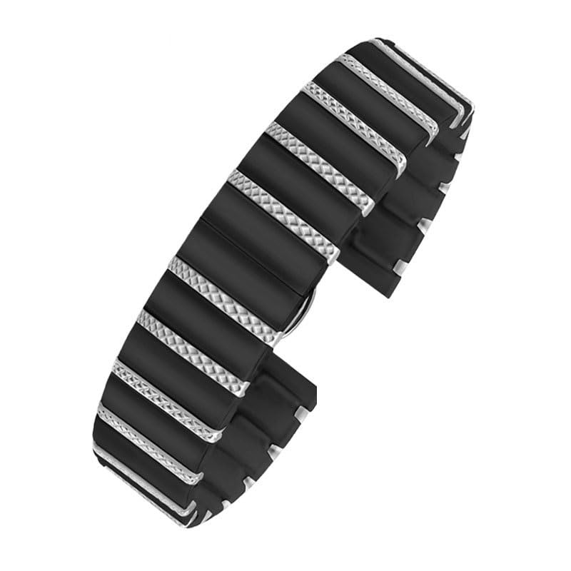 Bracelet de montre en acier et céramique noire 20mm compatible Armani et Omega