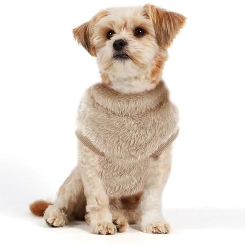 Voarge Haustier-Wintermantel aus Wolle mit D-Ring, Winter Warmer Hund Katzenpullover Kleidung Haustiermantel Kostüm Welpenpullover, Grau, M (Braun, L)