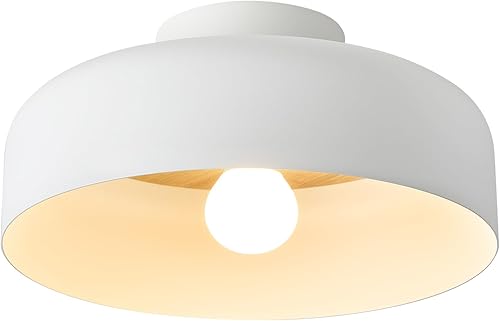 Miniatura 9 de BISAMIYA Lámpara de techo moderna de montaje semiempotrado, pantalla de metal de 12.6" y acento de latón, para entrada, pasillo, comedor, cuarto de