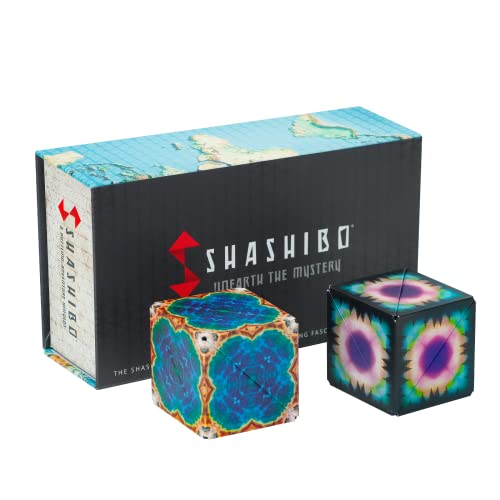 SHASHIBO (シャシボ) シェイプシフトボックスセット - 受賞歴のある特許取得済みのフィジェットキューブ 36個のレアアースマグネット付き - 70種類以上の形に変形 地球と付きの繋がりを探求 (地球と月 2個セット)