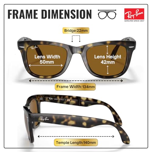 Image of Ray-Ban RB4105 WAYFARER FOLDING CLASSIC Square Shape Sunglasses for Men with Official Eyewear Kit