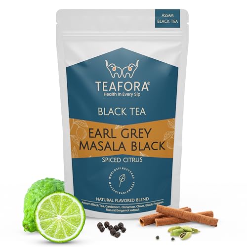 Image of TEAFORA Earl Grey Masala Black Tea | Spiced Citrus | Assam Loose Leaves | Blended with Indian Aromatic Spices & Natural Bergamot Extract | 100% NATURAL - 100g
