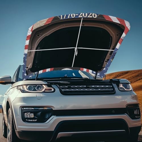 Image of USA Home of the Free Car Windshield Sunshade Cover, Waterproof Breathable Half Car Cover Blocks UV Rays for All Season - Fit Most Cars, SUV