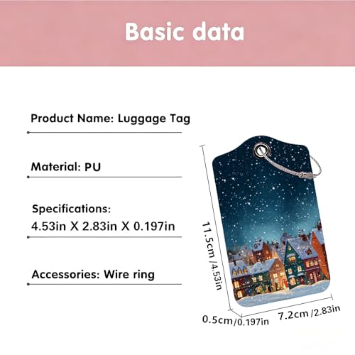 Image of Christmas Village Luggage Tags 2 Pack, PU Leather Privacy Flap