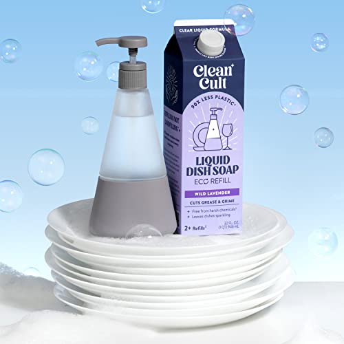 Image of Cleancult Dish Soap Dispenser (15oz, 2 Pack) - Refillable Glass Soap Dispenser with Pump - Shatter Resistant Dish Soap Dispenser for Kitchen Sink - Non Slip Silicone Sleeve - Charcoal