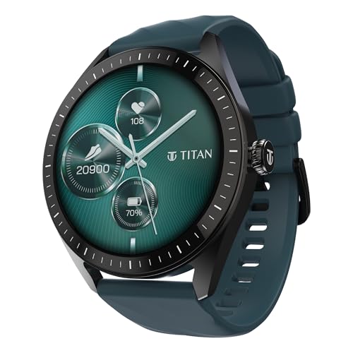 Image of Titan Crest 2.0 Smart Watch for Man & Women, 1.43 inch AMOLED Display, Silicone Strap, BT Calling, Tailored Activity Tracker, 100+ Sports Modes, Fast Charging, Smart Watches for Women & Men (Green)