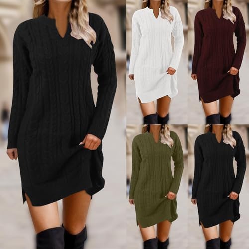 MODSGUE Maglione Donna Lungo - Maglia Grossa Maniche Lunghe Nero