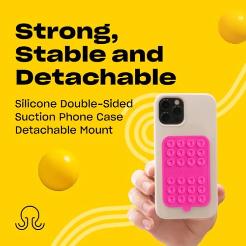 Image of OCTOBUDDY - Silicone Case Double-Sided Suction Phone Case Detachable Mount - Hands-Free, Strong Grip Holder For Selfies & Videos - iPhone & Android Compatible - 2.5? X 3.75?, Hot Pink