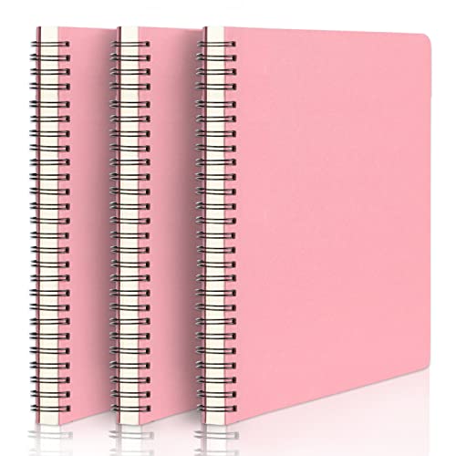 Carnet à spirales A5 EUSOAR lot de 3 cahiers lignés 120 pages rose couverture rigide