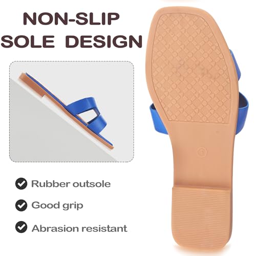 Image of Sandals for Women Dressy Comfortable Flat Open Toe Casual Cute Trendy Shoes Soft Faux Leather Slip On Ladies Slides for Summer