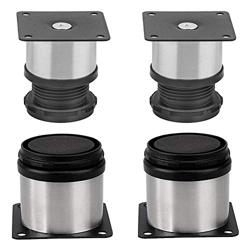 Qqdeal Lot de 4 pieds de meubles de support réglable en acier inoxydable solide et résistant pour canapé Table Cabinet Lit