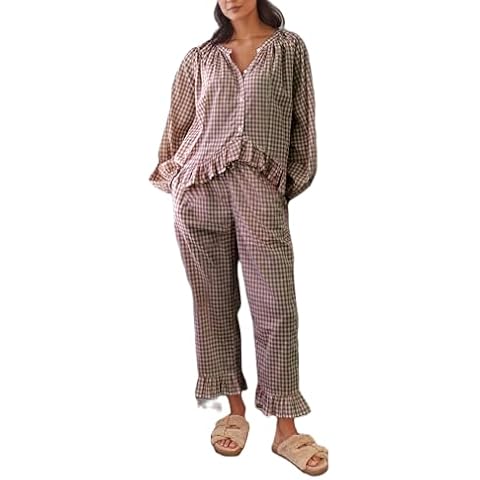 Caziffer Women's Y2K Ruffle Pajamas Set Cover