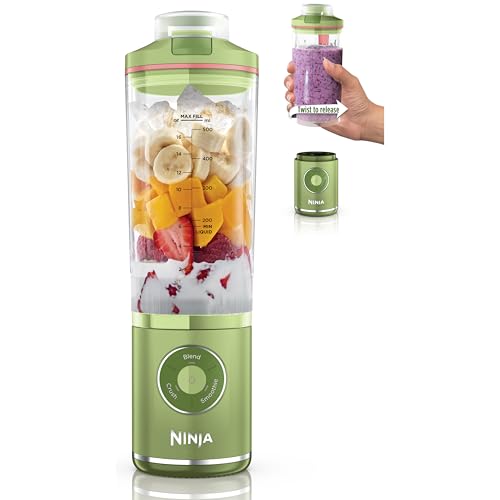 Image of Ninja Blast Max, Portable Blender + Twist & Go, Personal Smoothie, Blend, Ice Crush, 3 Programs, Cordless, 22oz removable Vessel, Dishwasher Safe, Leakproof, Moss Green, BC251GN1