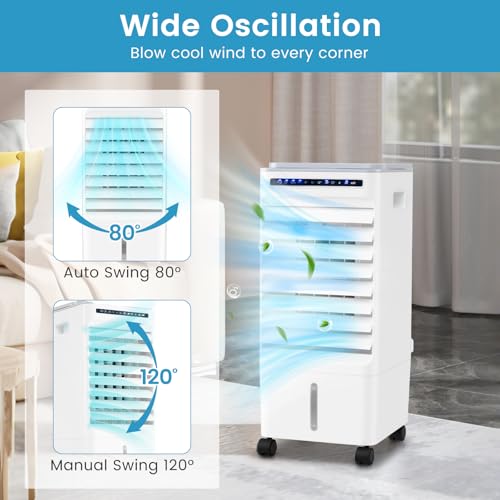 ARLIME 3 in 1 Evaporative Air Cooler, Windowless Swamp Cooler with 4 Modes, 3 Speeds, 7H Timer, Wide Oscillation, Remote, Double Tanks and 4 Ice Packs, Cooling Fan for Bedroom Livi image 3