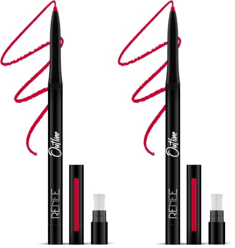 Image of RENEE Outline Lip Liner With Built-in Sharpener 08 Isabelle 0.35gm, Long Lasting & Smudge Proof, Matte Finish & Rich Color Payoff, One Swipe Application (Pack of 2)