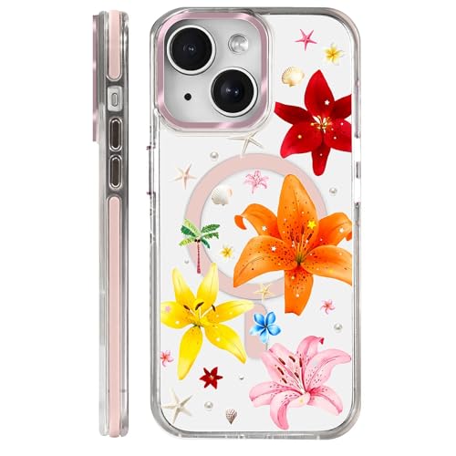 Coque iPhone 14 fine fleurs de lys pour habiller votre été avec élégance