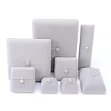 FSwinder fashion simple high-end velvet jewelry box: double open, soft lining, essential for Valentine's Day proposal (Grey, four-piece box 19 * 19 * 4cm)