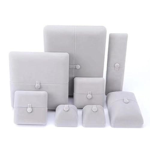 FSwinder fashion simple high-end velvet jewelry box: double open, soft lining, essential for Valentine's Day proposal (Grey, four-piece box 19 * 19 * 4cm)