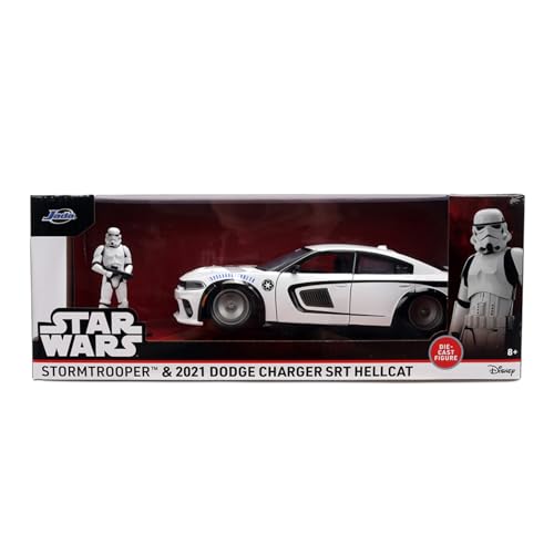 Jada 9336478314R00 Star Wars Dodge ChargerSRT,1:24+figurka Storm Trooper