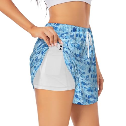 Short de sport femme imprimé pois bleus running gym yoga