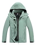 MOERDENG Women's Waterproof Rain Jacket Lightweight Raincoat Hooded Hiking Jacket Softshell Windbreaker