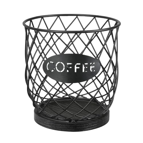 Image of YINMIT K Cup Holder Organizer, Sturdy Coffee Pod Holder Organizer, 35 Kcup Large Capacity Storage Basket for Kitchen Counter and Office Desktop (Black-Circular)