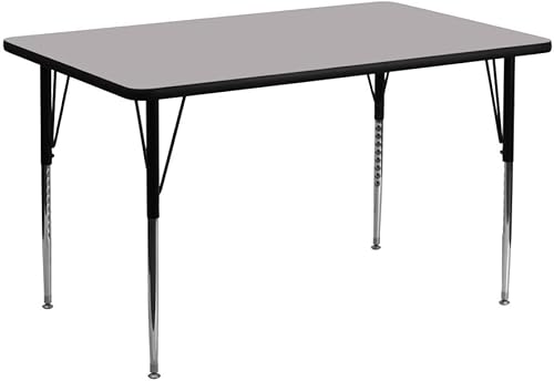Miniatura 7 de Flash Furniture Mesa de actividades laminada térmica rectangular de roble de 24 pulgadas de ancho x 48 pulgadas de largo, patas ajustables en altura