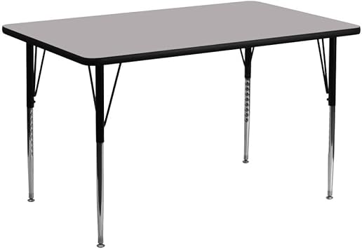 Flash Furniture 24''W x 48''L Rectangular Grey Thermal Laminate Activity Table - Standard Height Adjustable Legs