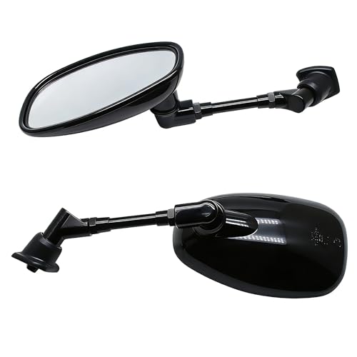 Image of MZS Motorcycle Rear View Mirrors, Universal 10MM 8MM Handlebar Rearview Side Mirror Adjustable Black Compatible with Cruiser Chopper Touring Street Naked Bike Scooter
