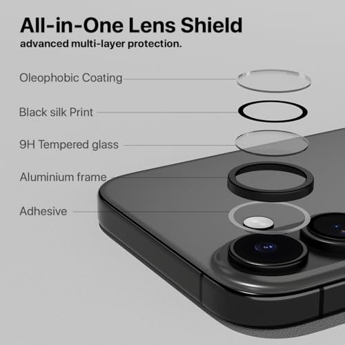 Image of CASEGEAR Clear Pro Camera Lens Protector Compatible With iPhone 16 /16 Plus | HD Clarity | Scratch Resistant | Complete Coverage | Easy Installation | Black