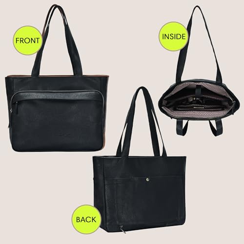 Harper Travel Tote - Vegan Leather Spacious Tote for Women - Ideal for Work & Travel - 17.5" L x 5" W x 12" H2