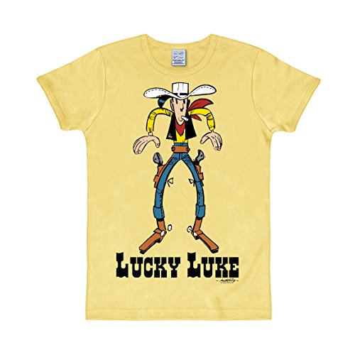 T-Shirt Lucky Luke Marron Slim-Fit Idéal pour un Look Casual au Quotidien