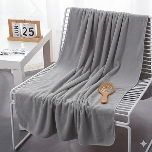Image of Dribble Coral Fleece 450 GSM Bath Towel 70x140 cm | Ultra Soft, Quick Dry, Highly Absorbent | Lightweight & Skin-Friendly Towel for Bathroom, Gym & Travel, Grey
