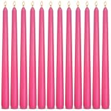 12-Pack Hot Pink Taper Candles, 10 Inch Unscented Dripless Candlesticks, Long-Lasting Burn Time of 7-8 Hours, Perfect for Home Décor Wedding Dinner