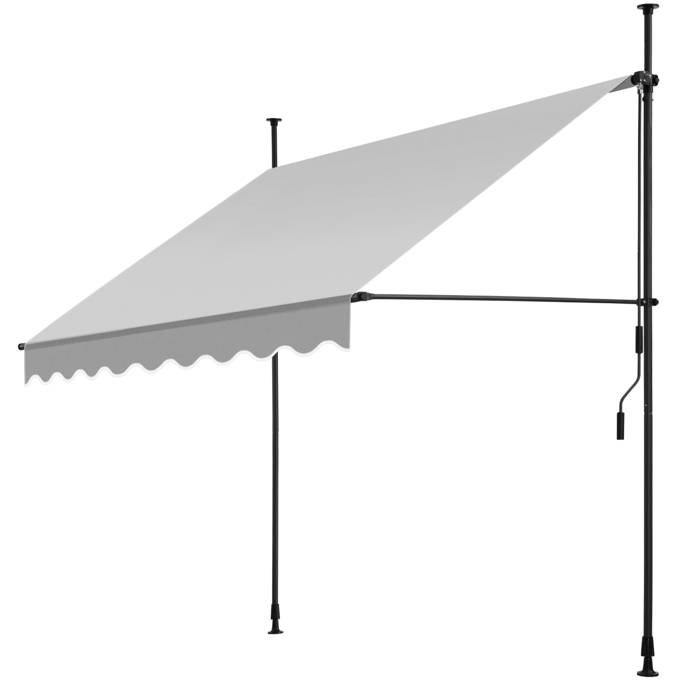 TecTake® Toldo Terraza Manual Regulable en Altura con Manivela, Toldo Balcón sin Taladros, Toldo Extensible Terraza, Resistente a Rayos UV, Protección Solar y Repelente al Agua - 200 cm - Gris Claro